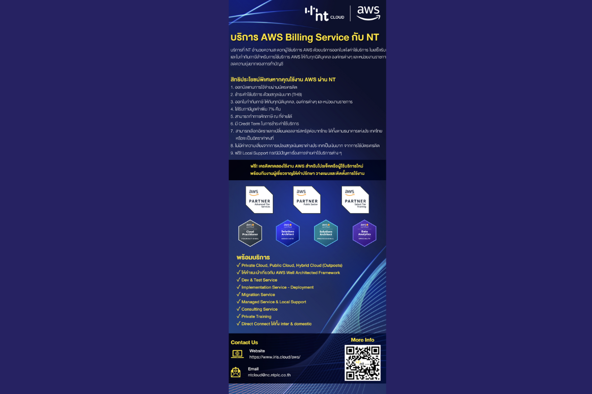 บริหารต้นทุน เพิ่มประสิทธิภาพ: ช่วยภาครัฐบริหารจัดการค่าใช้จ่าย AWS อย่างมืออาชีพด้วย AWS Billing Service by NT